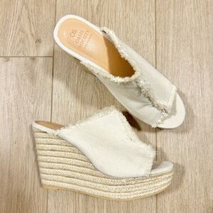 Oasis Society California Women's Cream Wedge Sandals Heels 7‎